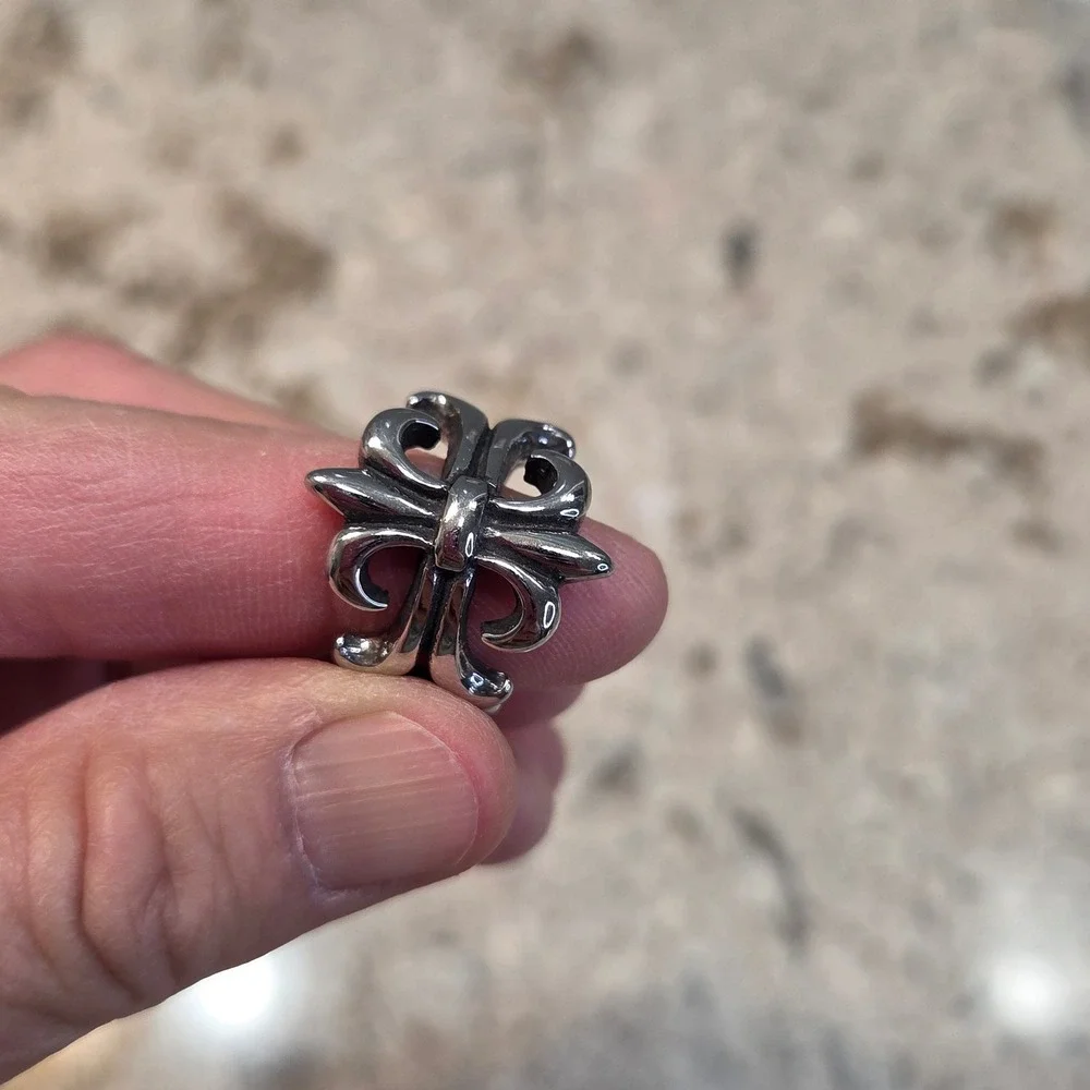 Gothic Cross Pendant Necklace and Matching Ring Set Silver Tone Streetwear